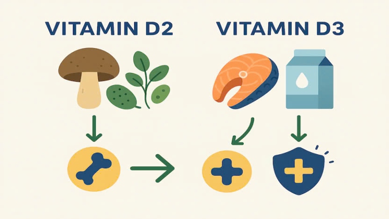 Vitamin D3 và Vitamin D2 có nguồn gốc khác nhau Vitamin D3 và Vitamin D2 có nguồn gốc khác nhau