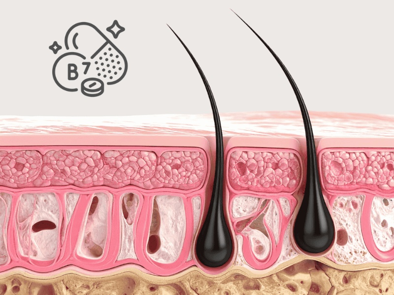 Biotin góp phần duy trì hoạt động bình thường của nang tóc (Nguồn: Internet)